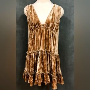 Champagne Suede Midi Dress